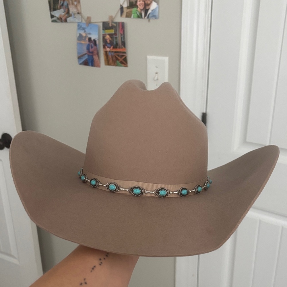 Scala Tan Western Hat with Turquoise Details